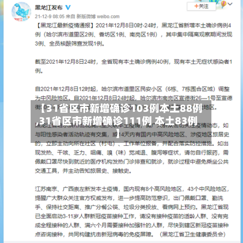 【31省区市新增确诊103例本土88例,31省区市新增确诊111例 本土83例】-第2张图片