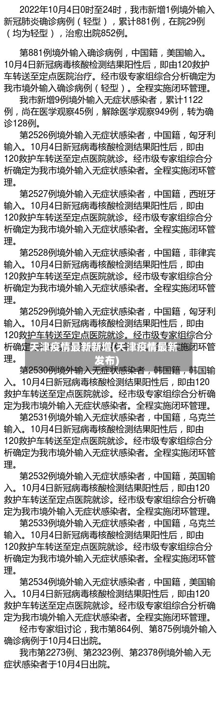 天津疫情最新新增(天津疫情最新发布)