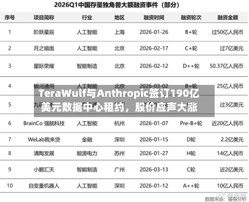 TeraWulf与Anthropic签订190亿美元数据中心租约，股价应声大涨