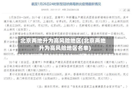 北京两地升为高风险地区(北京两地升为高风险地区名单)