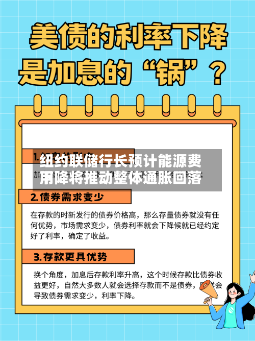 纽约联储行长预计能源费用下降将推动整体通胀回落
