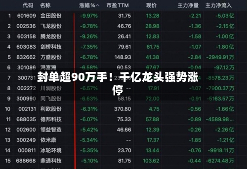 封单超90万手!千亿龙头强势涨停-第2张图片