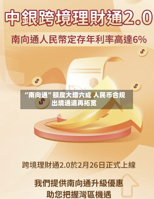 “南向通”额度大增六成 人民币合规出境通道再拓宽