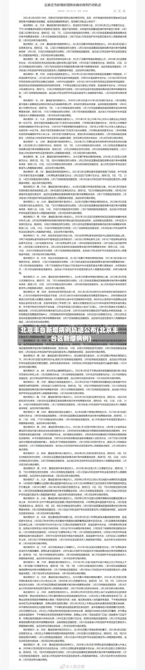 北京丰台新增病例轨迹公布(北京丰台区新增病例)