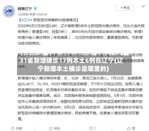 31省新增确诊17例本土6例在辽宁(辽宁新增本土确诊是哪里的)-第2张图片