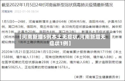 【河南新增5例本土无症状,河南新增无症状1例】-第2张图片