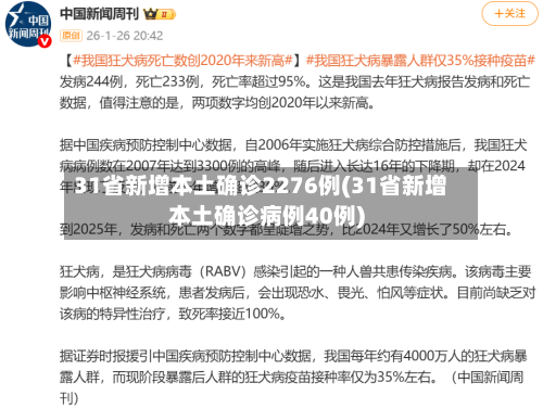 31省新增本土确诊2276例(31省新增本土确诊病例40例)