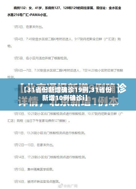 【31省份新增确诊19例,31省份新增10例确诊i】