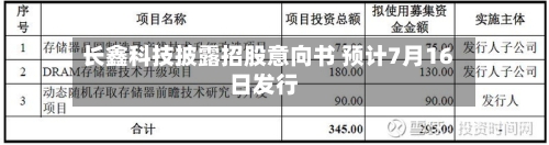 长鑫科技披露招股意向书 预计7月16日发行-第2张图片