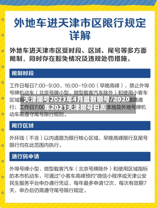 天津限号2023年4月最新限号/2020年2021天津限号日历-第2张图片