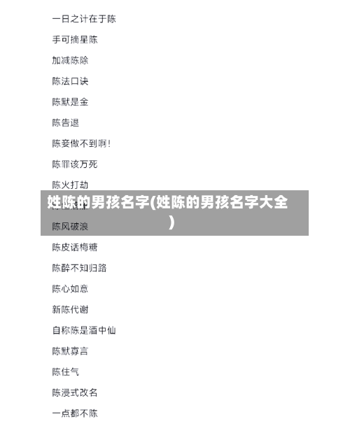 姓陈的男孩名字(姓陈的男孩名字大全)