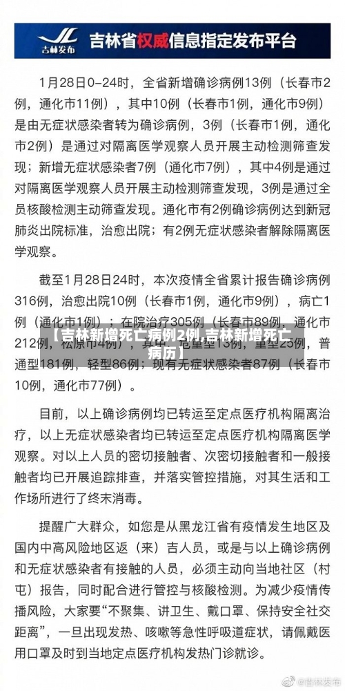 【吉林新增死亡病例2例,吉林新增死亡病历】