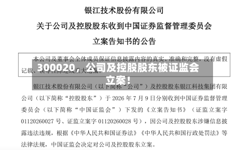 300020，公司及控股股东被证监会立案！-第2张图片