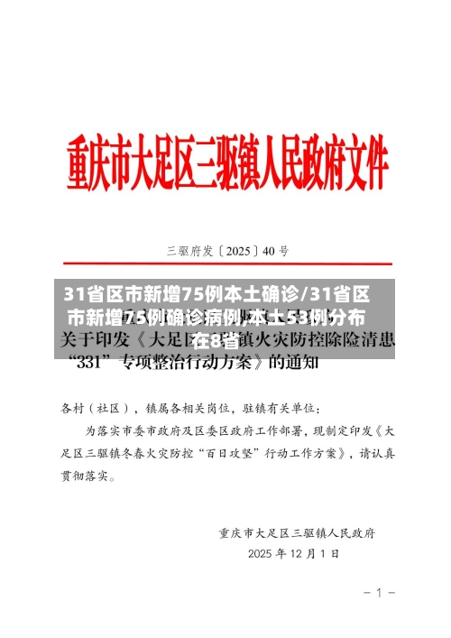 31省区市新增75例本土确诊/31省区市新增75例确诊病例,本土53例分布在8省-第2张图片