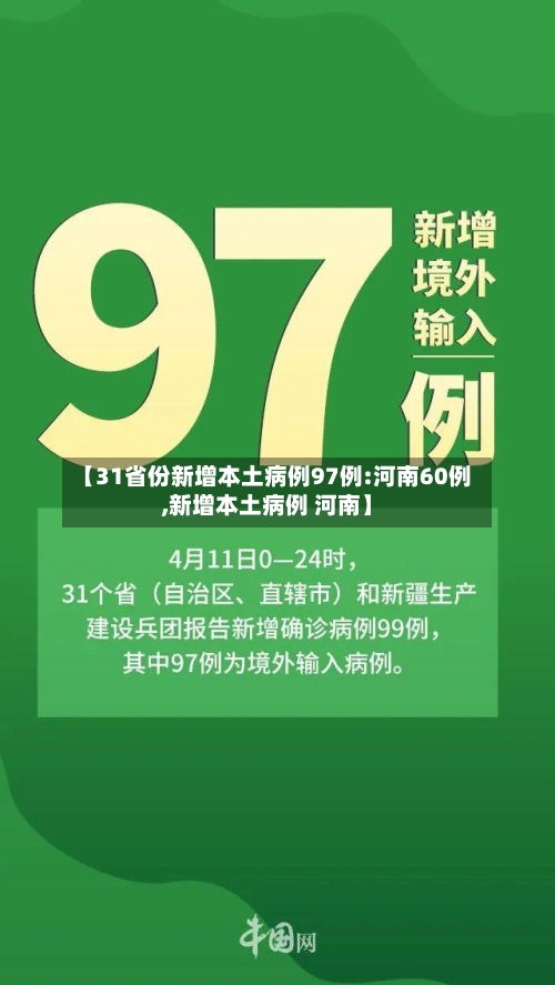 【31省份新增本土病例97例:河南60例,新增本土病例 河南】