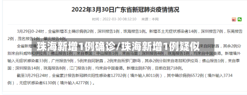 珠海新增1例确诊/珠海新增1例疑似-第2张图片