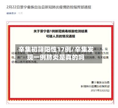 辛集初筛阳性17例/辛集发现一例肺炎是真的吗