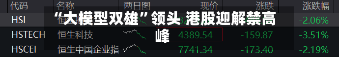 “大模型双雄”领头 港股迎解禁高峰-第2张图片