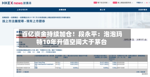 百亿资金持续加仓！段永平：泡泡玛特10年升值空间大于茅台