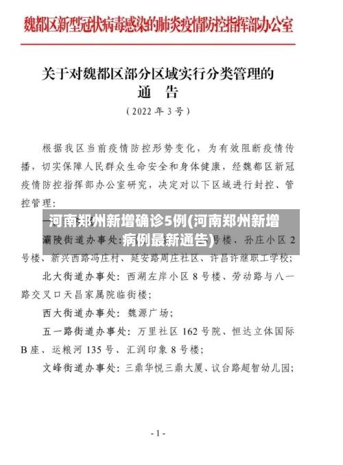 河南郑州新增确诊5例(河南郑州新增病例最新通告)