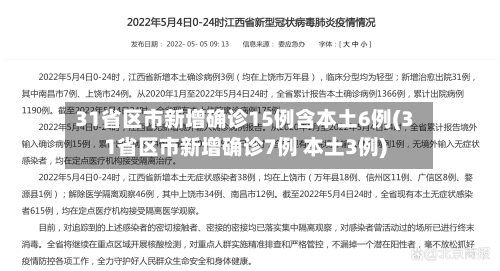 31省区市新增确诊15例含本土6例(31省区市新增确诊7例 本土3例)