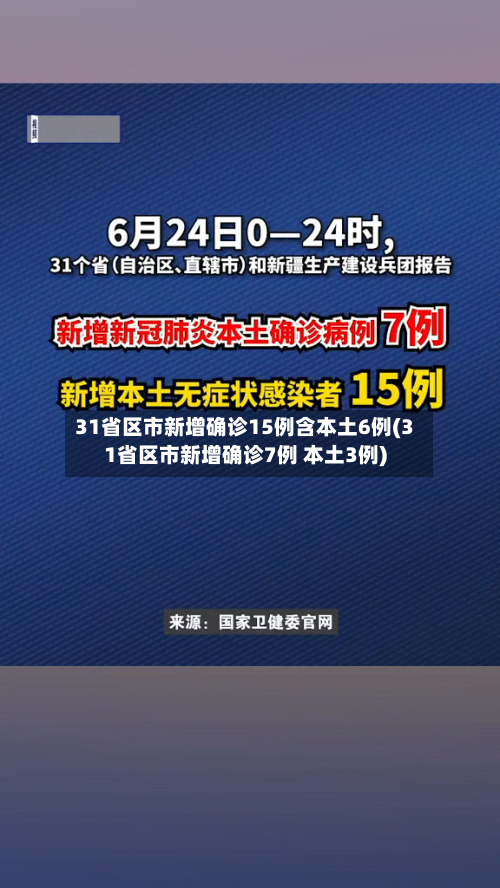 31省区市新增确诊15例含本土6例(31省区市新增确诊7例 本土3例)-第2张图片