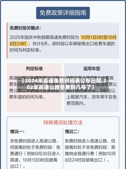 【2024年高速免费时间表公布日期,202年高速公路免费到几号了】-第2张图片