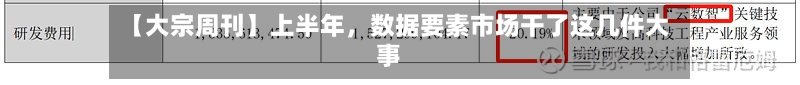 【大宗周刊】上半年，数据要素市场干了这几件大事