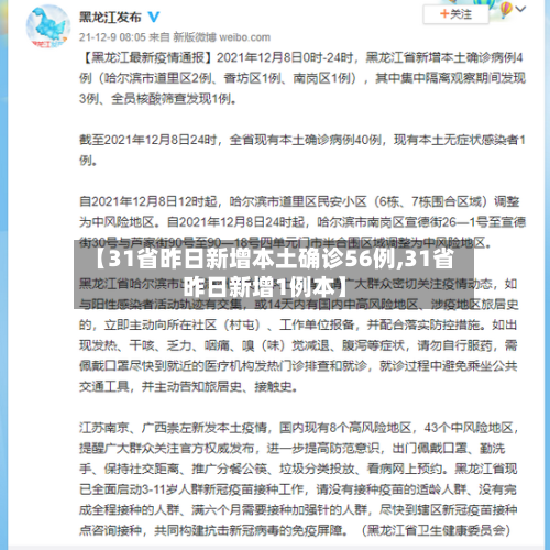 【31省昨日新增本土确诊56例,31省昨日新增1例本】