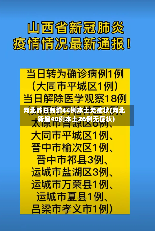 河北昨日新增44例本土无症状(河北新增40例本土26例无症状)