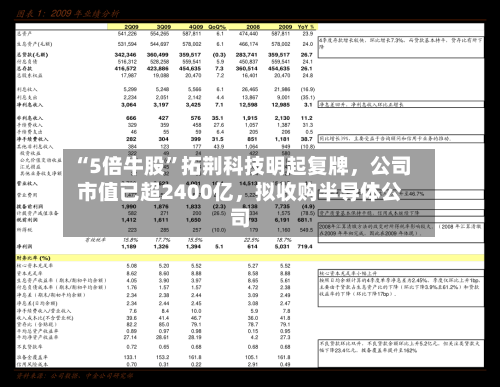 “5倍牛股”拓荆科技明起复牌，公司市值已超2400亿，拟收购半导体公司