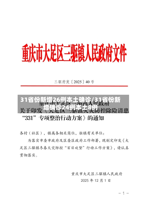 31省份新增26例本土确诊/31省份新增确诊24例本土8例