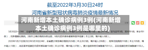 河南新增本土确诊病例3例(河南新增本土确诊病例3例是哪里的)