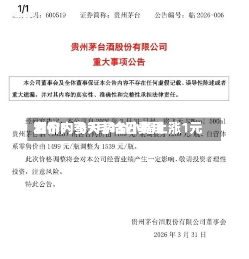 酒价内参7月13日费用发布：飞天茅台小幅上涨1元