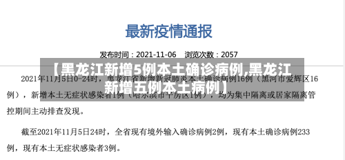 【黑龙江新增5例本土确诊病例,黑龙江新增五例本土病例】-第2张图片