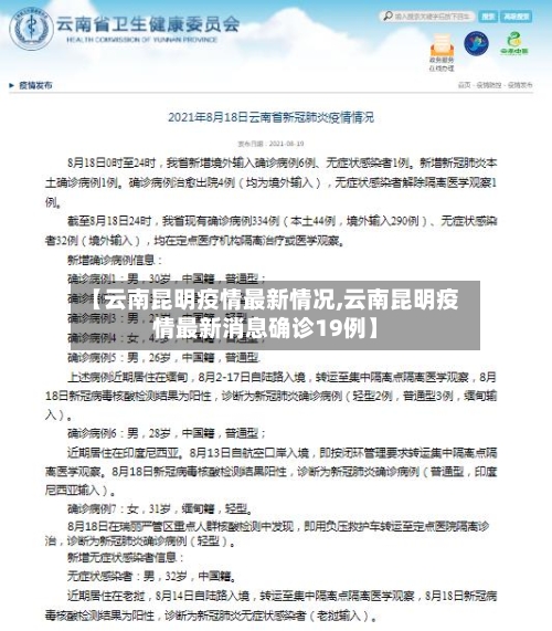 【云南昆明疫情最新情况,云南昆明疫情最新消息确诊19例】