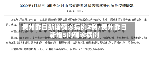 贵州昨日新增确诊病例2例/贵州昨日新增5例确诊病例