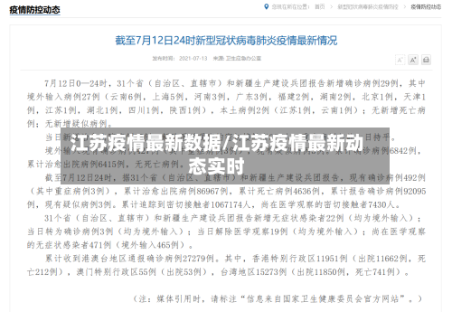 江苏疫情最新数据/江苏疫情最新动态实时
