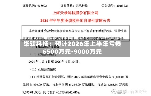 华软科技：预计2026年上半年亏损6500万元-9000万元-第3张图片