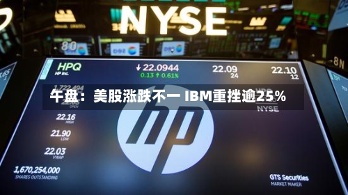 午盘：美股涨跌不一 IBM重挫逾25%
