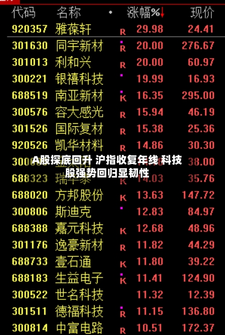 A股探底回升 沪指收复年线 科技股强势回归显韧性-第2张图片