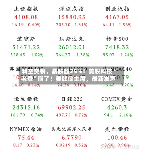 利空突袭	，暴跌超25%！美股科技“老登	”崩了！美联储主席，最新发声-第2张图片