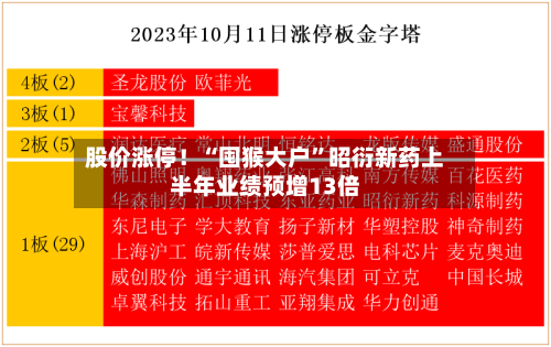 股价涨停！“囤猴大户”昭衍新药上半年业绩预增13倍