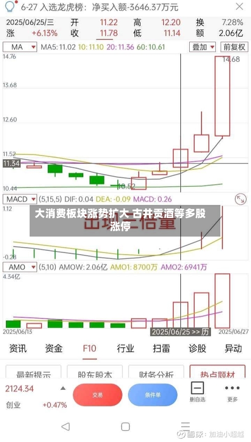 大消费板块涨势扩大 古井贡酒等多股涨停