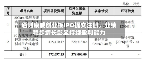 通则康威创业板IPO提交注册，业绩稳步增长彰显持续盈利能力
