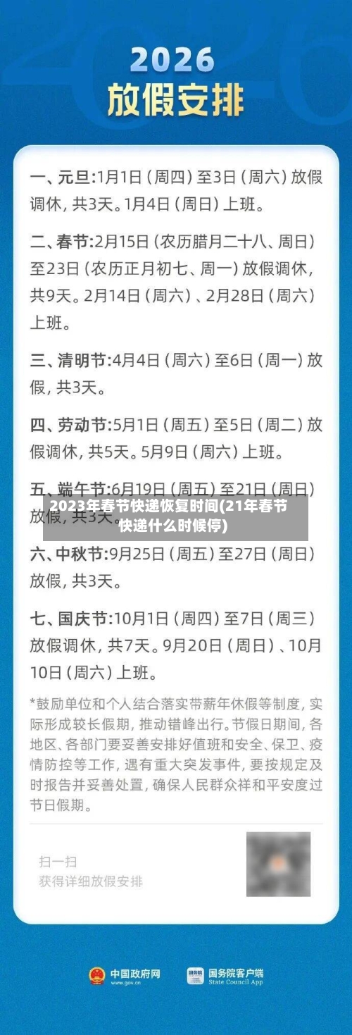 2023年春节快递恢复时间(21年春节快递什么时候停)