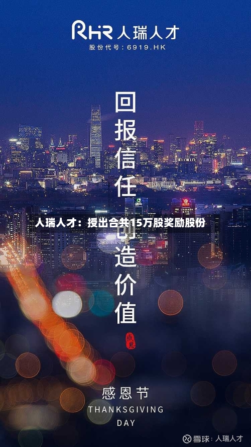 人瑞人才：授出合共15万股奖励股份