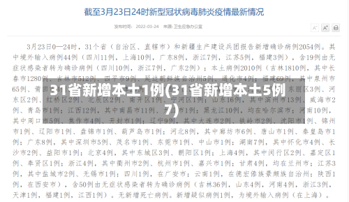 31省新增本土1例(31省新增本土5例7)