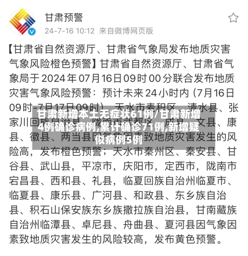 甘肃新增本土无症状61例/甘肃新增4例确诊病例,累计确诊71例,新增疑似病例5例-第3张图片