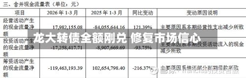 龙大转债全额刚兑 修复市场信心